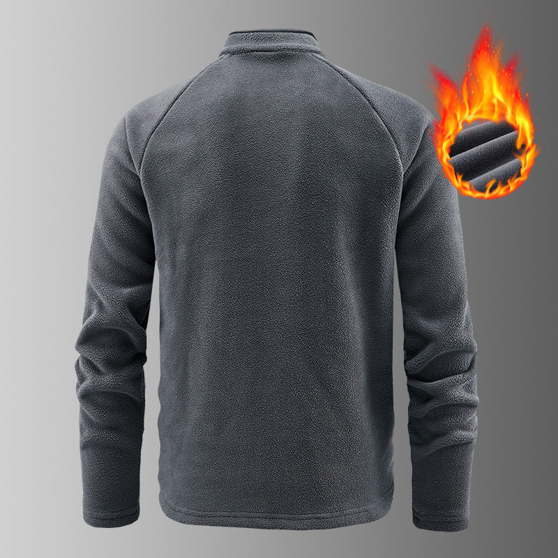 Męska warming microfleece pulower z krótki zamek, ergonomic raglanowy Rękawy, i przytulny interior structure