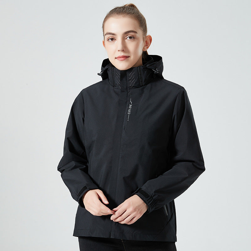 Damska lekka wodoodporna codzienna outdoor kurtka z regulowanym hood i ukrytym zamkiem Lumaza
