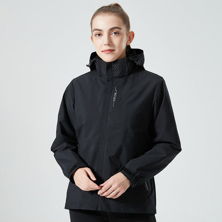 Damska lekka wodoodporna codzienna outdoor kurtka z regulowanym hood i ukrytym zamkiem Lumaza