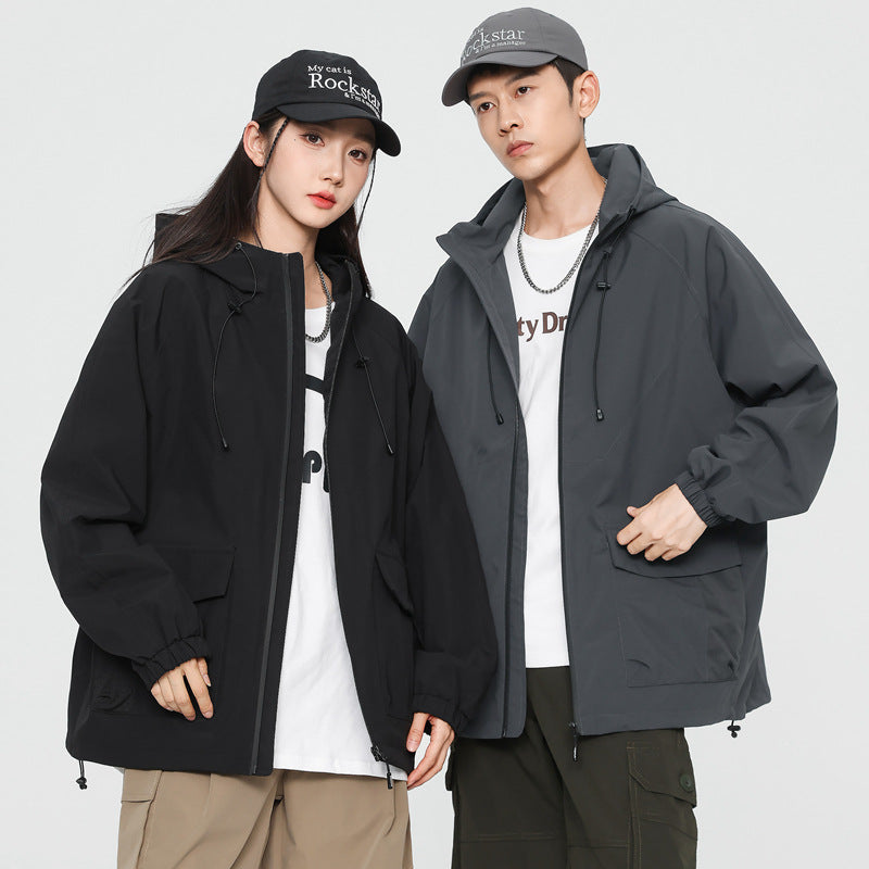 Damska oversize Windbreaker kurtka z kapturem i Cargo kieszeniami Lumaza