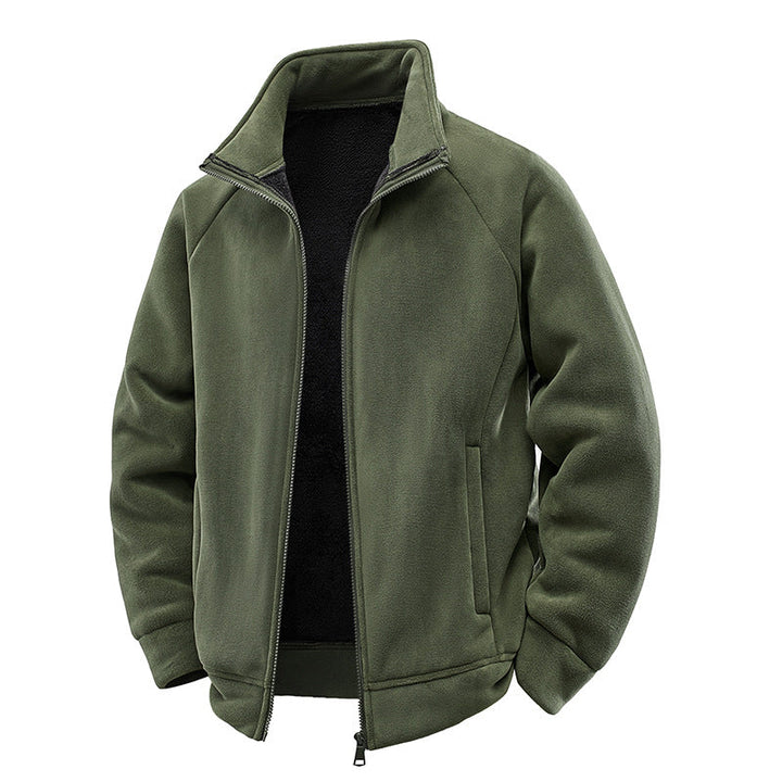 Męska fleece termiczny kurtka z double-warstwa teddy wner lwwg i wysoki stójką