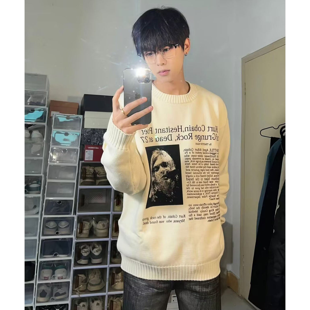 Męska Codzienny Oversize Sweter z Graficzny Print