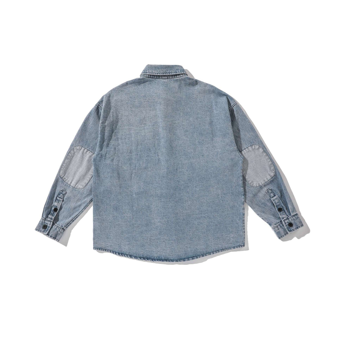 Męska koszula wierzchnia z washed denim z rounded dół