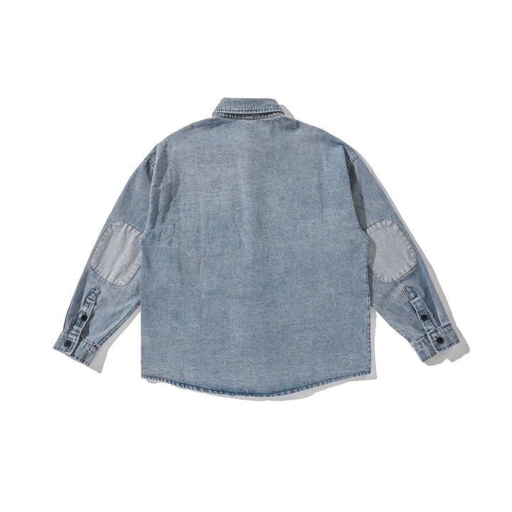 Męska koszula wierzchnia z washed denim z rounded dół