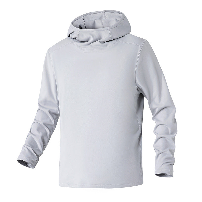 Herren Kapuzenpullover mit hohem Schalkragen aus technischem Stretchjersey