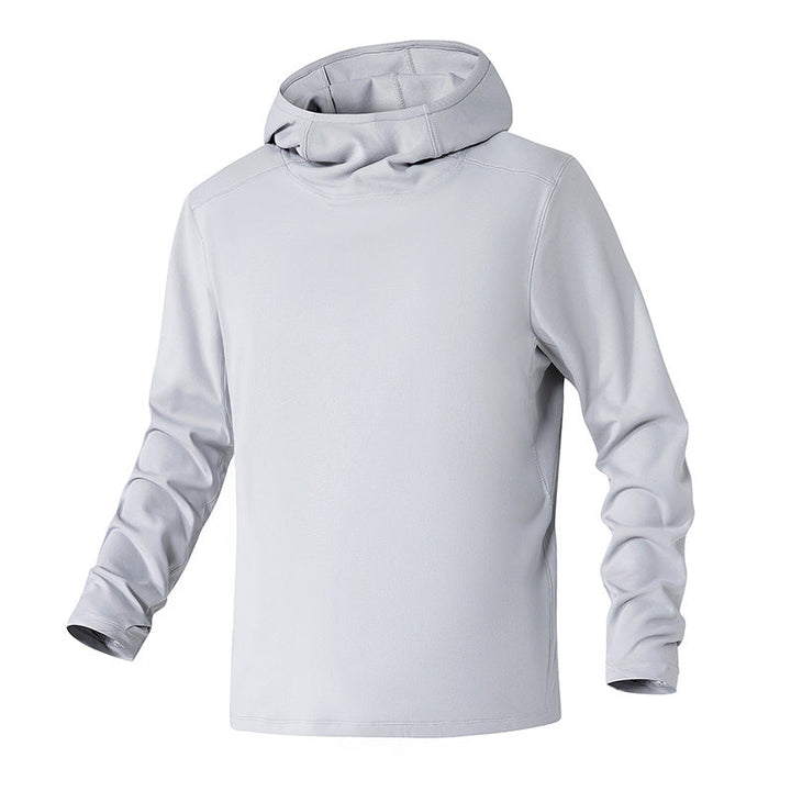 Herren Kapuzenpullover mit hohem Schalkragen aus technischem Stretchjersey