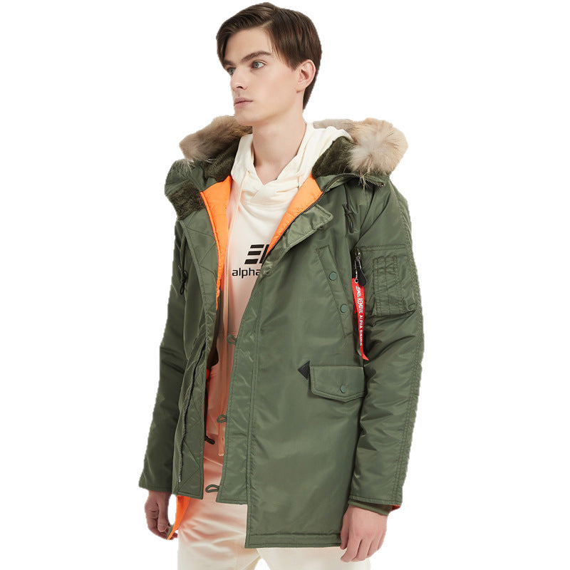 Męska expedition parka z detachable imitacja fur kapturem, termiczny paddwg, i rękaw organizer