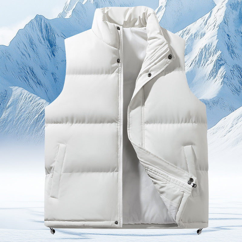 Męski Pikowany Termiczny Puffer Kamizelka z High Stójka i Drawstring Dół