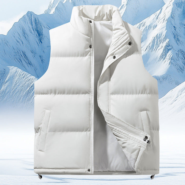 Męski Pikowany Termiczny Puffer Kamizelka z High Stójka i Drawstring Dół