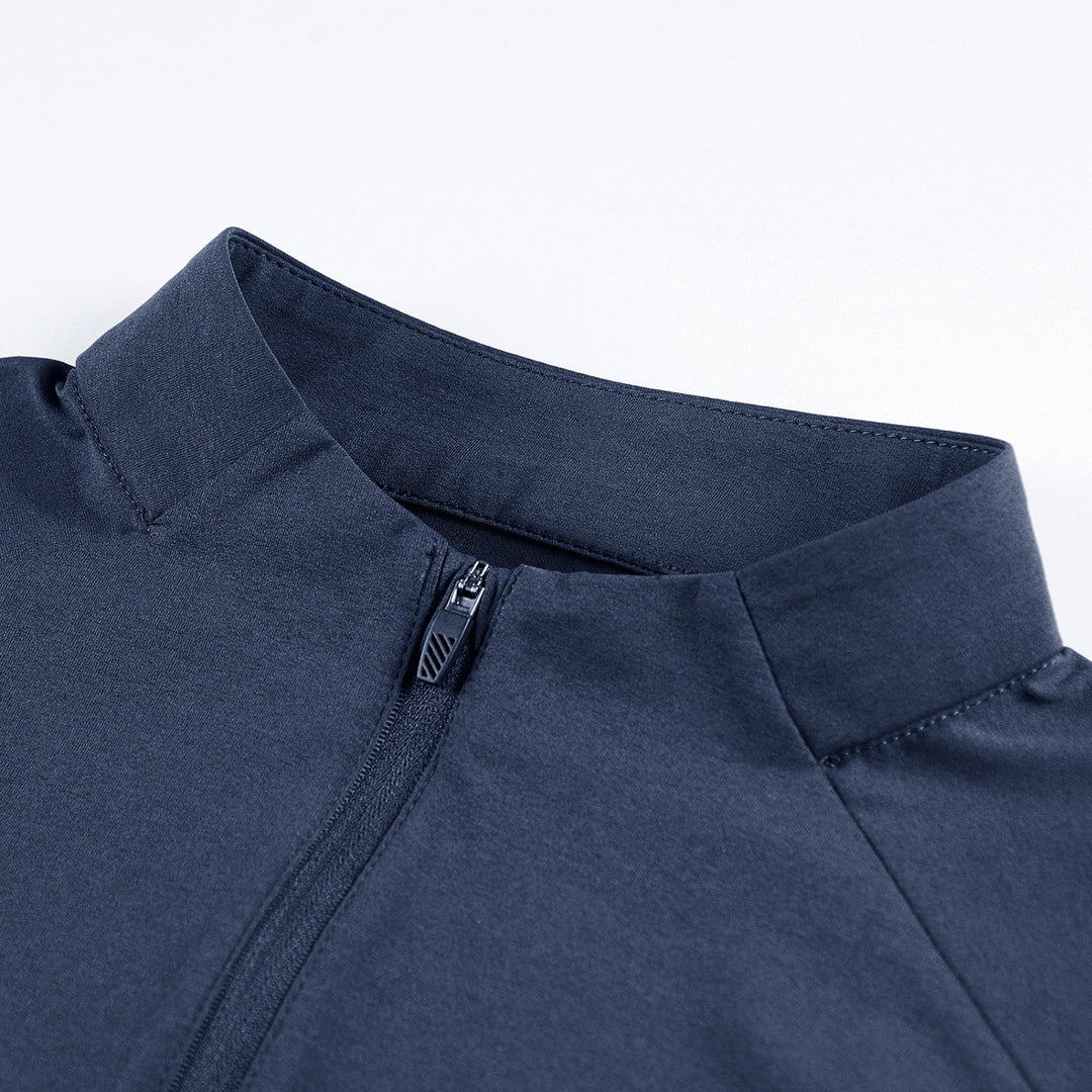Męskie Długa Rękaw Krótki zamek Performance Sweter z Stójka i Techniczny Stretch