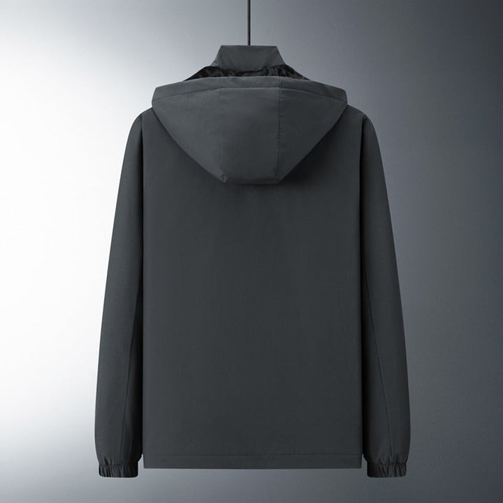 Męska miejski Mwimalist softshell bluza z kapturem kurtka z ukrytym zamkiems i elastycznym dołem