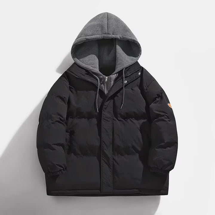 Męski Ocieplany Winter Puffer Kurtka z Two-Layer Kaptur i Elastic Mankiety