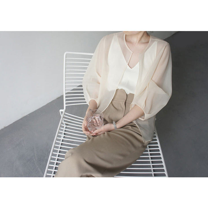 Damska elegancka Chiffon kurtka z Flared rękawami Lumaza