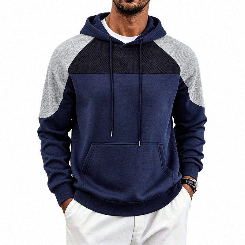 Męska bluza z kapturem bluza z raglanowy Rękawy, textured klatka piersiowa section i kieszeń kangurka