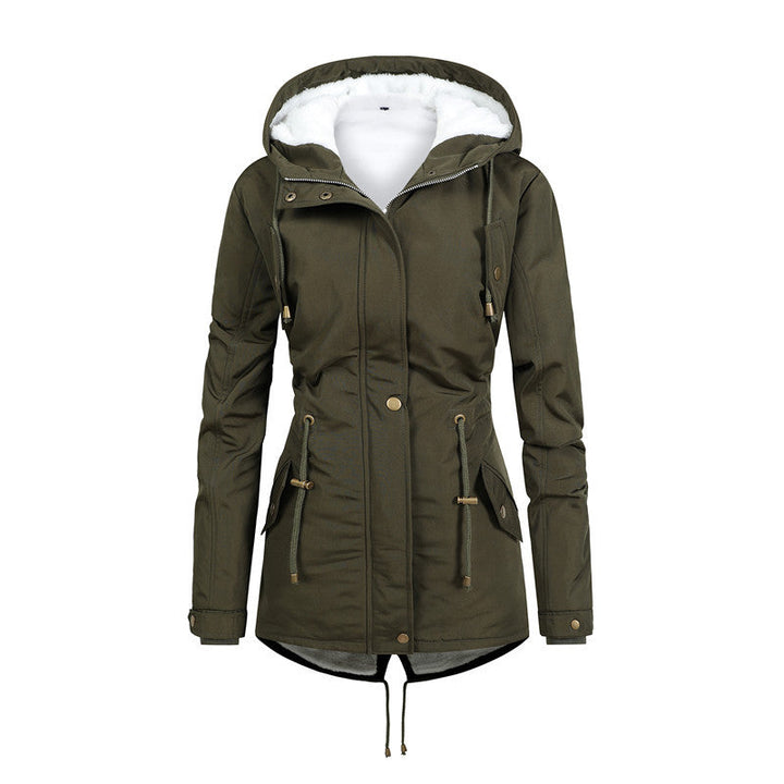 Damska Windproof Parka z polarowa Lining, taliowana Silhouette i ściągaczem Lumaza