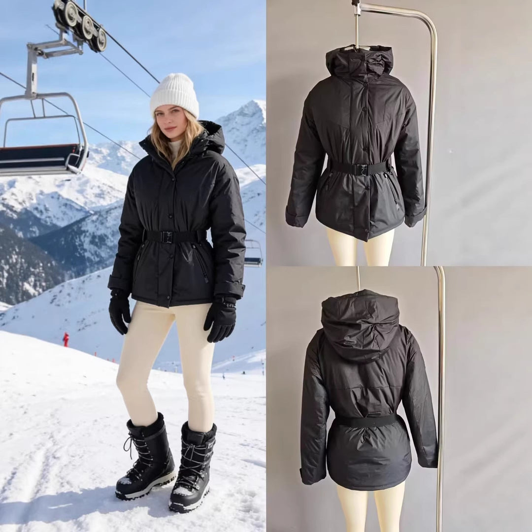 Damska High-Functionality Down-Look Ski Kurtka z Pasek w talii i Kaptur