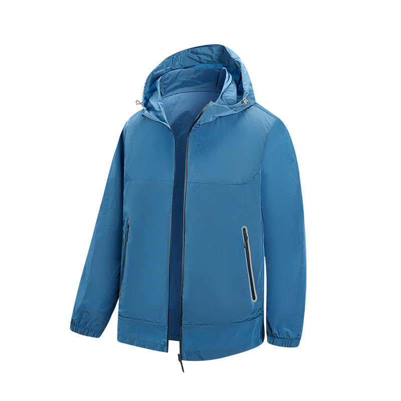Męska Lekka Z kapturem Wiatrówka z Wodoodporna Membrane i Reflective Kieszenie na zamek