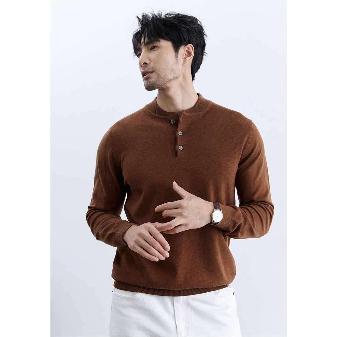 Męska Stylowy Długa Rękaw Henley Sweter