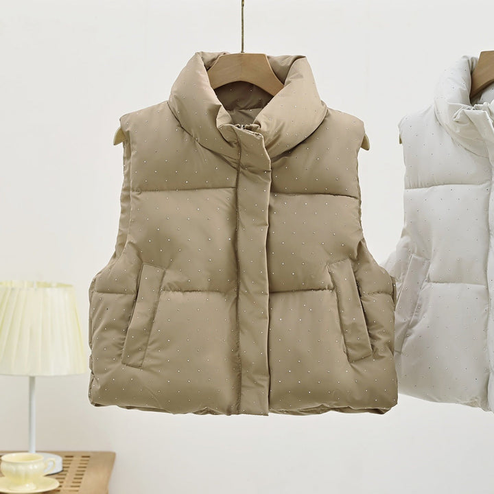 Damska Insulated Sleeveless Ocieplana Gilet z Pikowana Stójka