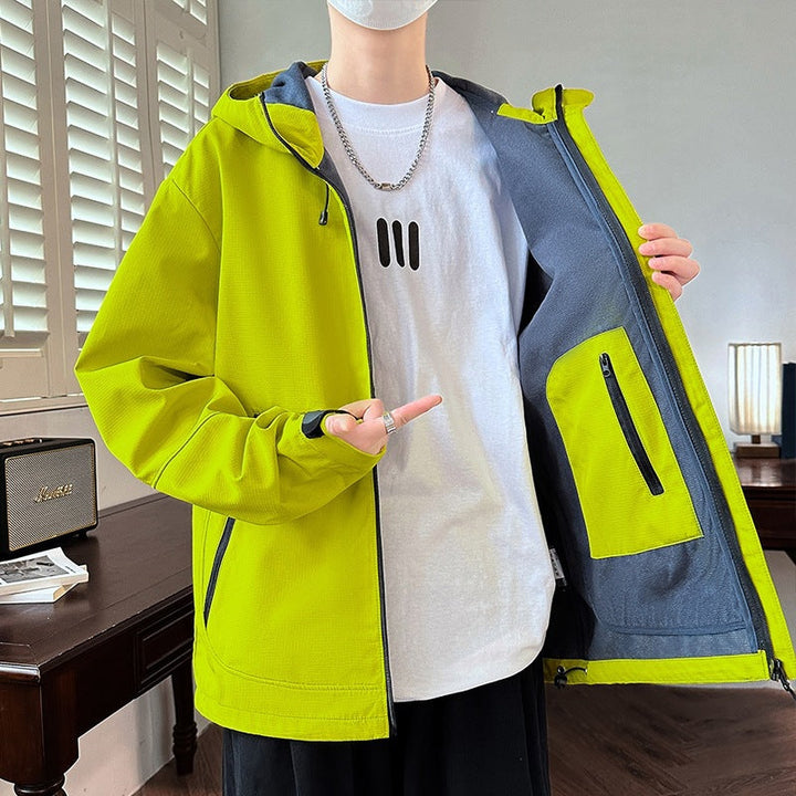 Męska Boxy Z kapturem Kurtka softshell z Ukryty Zamek, Multifunctional Kieszenie na zamek &amp; Oversize Krój