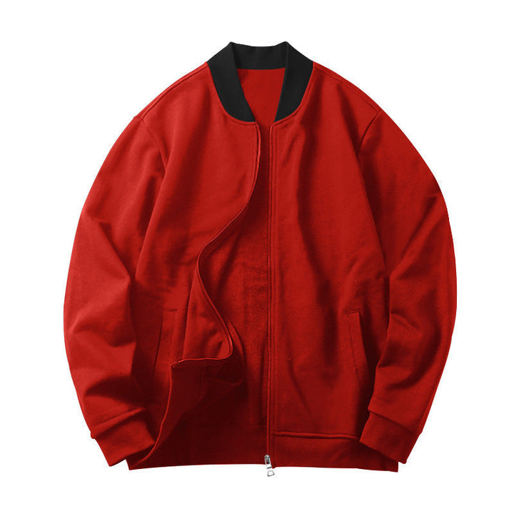 Męska sporty-elegant sweat kurtka w bomber Styl z kontrastowy Kołnierz i dwukierunkowy zamek