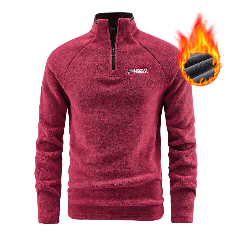 Męska warming microfleece pulower z krótki zamek, ergonomic raglanowy Rękawy, i przytulny interior structure