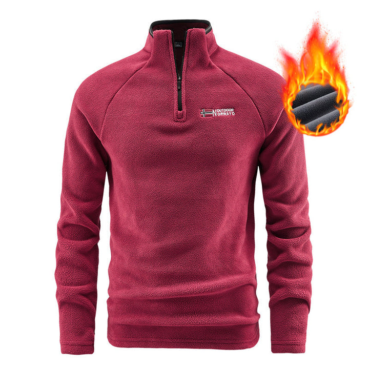 Męska warming microfleece pulower z krótki zamek, ergonomic raglanowy Rękawy, i przytulny interior structure