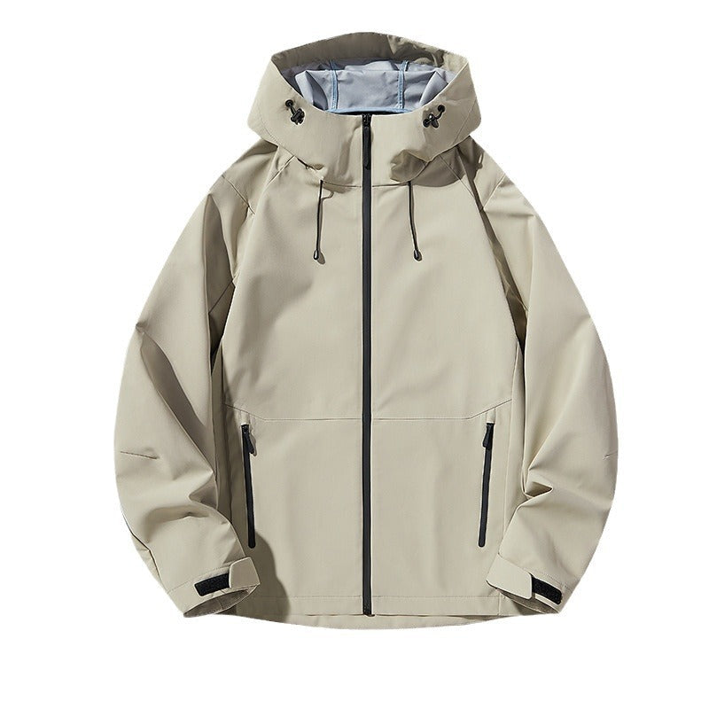 Męski Minimalistic Softshell Rain Kurtka z TPU Membrana, Taped Szwy i Regulowany Kaptur