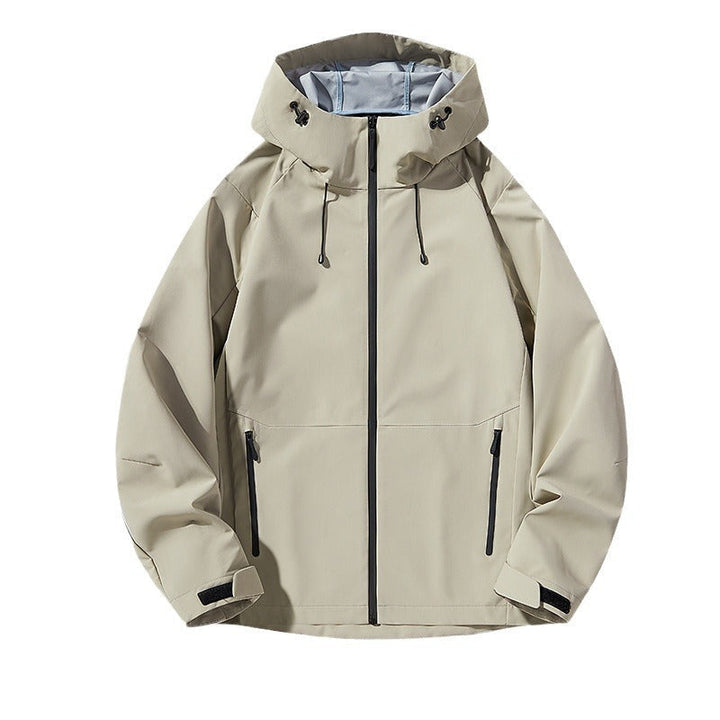 Męski Minimalistic Softshell Rain Kurtka z TPU Membrana, Taped Szwy i Regulowany Kaptur