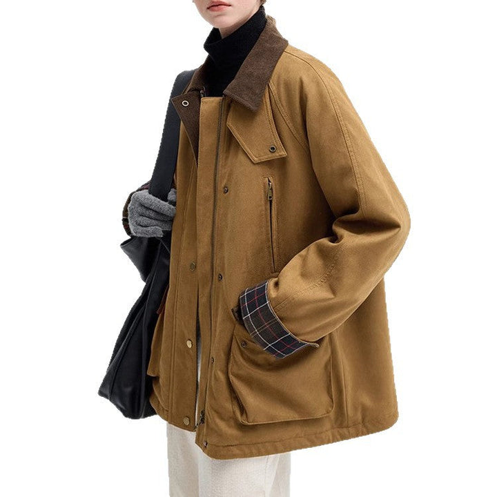 Damska Fashionable Transitional kurtka Made of Soft Material z Check Pattern Lumaza