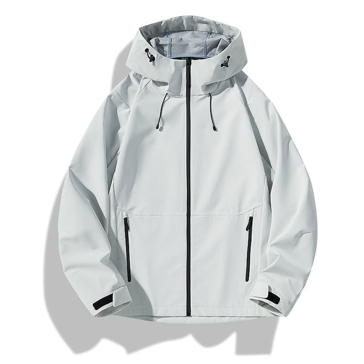 Męski Minimalistic Softshell Rain Kurtka z TPU Membrana, Taped Szwy i Regulowany Kaptur