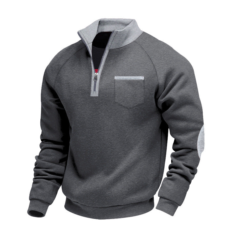 Męska Nano Polar Krótki zamek Pulower z Klatka piersiowa Kieszeń i Elbow Patches