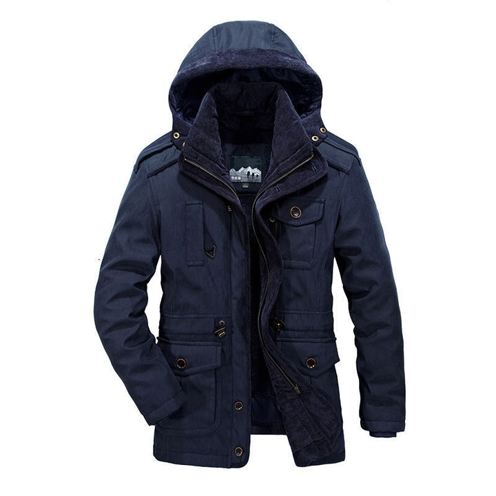 Męski Ocieplany Płótno Field Parka z Sherpa Podszewka i Kaptur Kołnierz