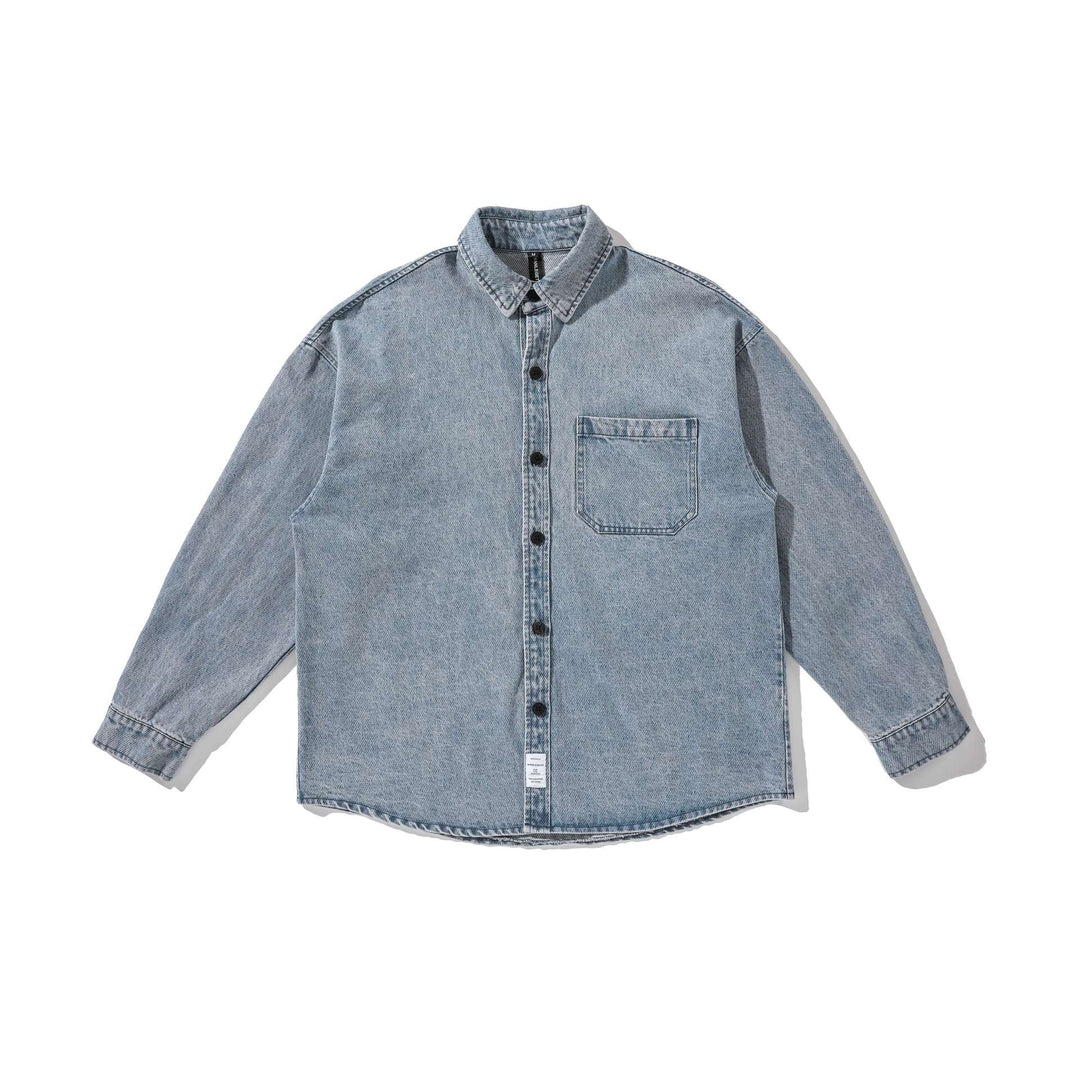 Męska koszula wierzchnia z washed denim z rounded dół