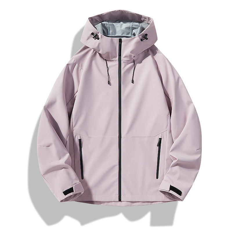Męski Minimalistic Softshell Rain Kurtka z TPU Membrana, Taped Szwy i Regulowany Kaptur