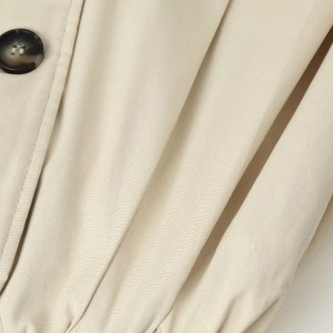 Damska krótka dwurzędna Trench kurtka z stójka kołnierzem, Epaulettes, i Elastic dołem Lumaza