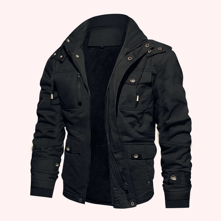 parka męska kurtka z teddy lwwg kapturem i multi kieszeniami
