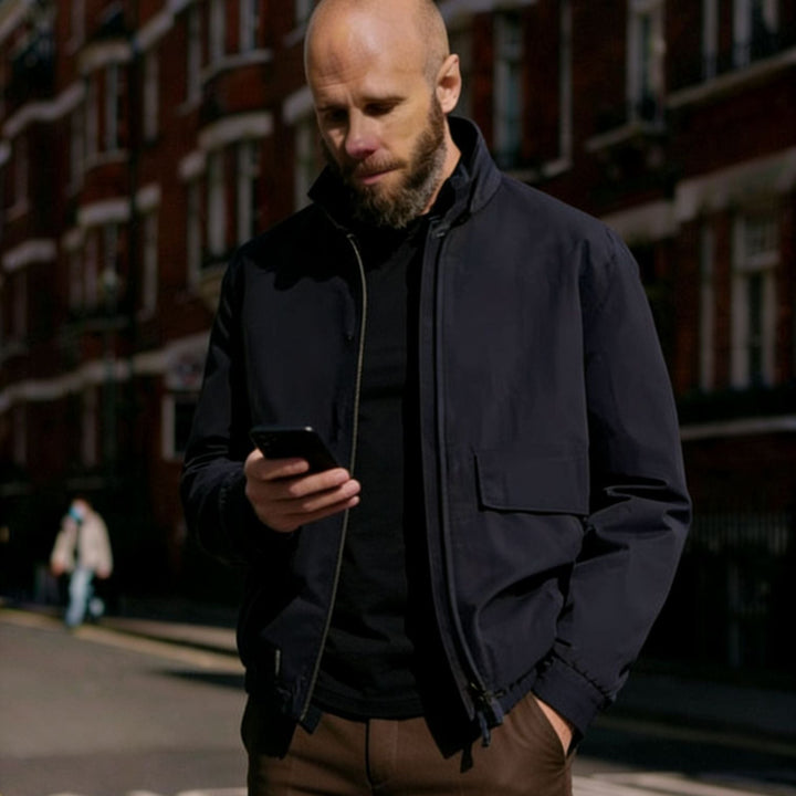 Męski Lekki Utility Blouson Kurtka z Koszula Kołnierz i Naszywany Flap Kieszenie
