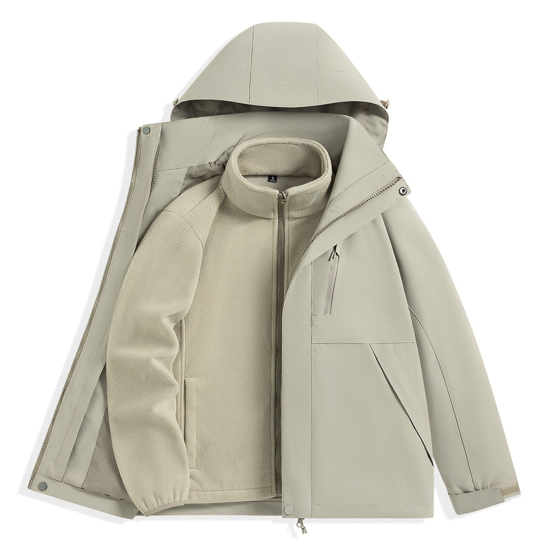 Męska two-warstwa outdoorowy parka z removable fleece wner kurtka i kapturem