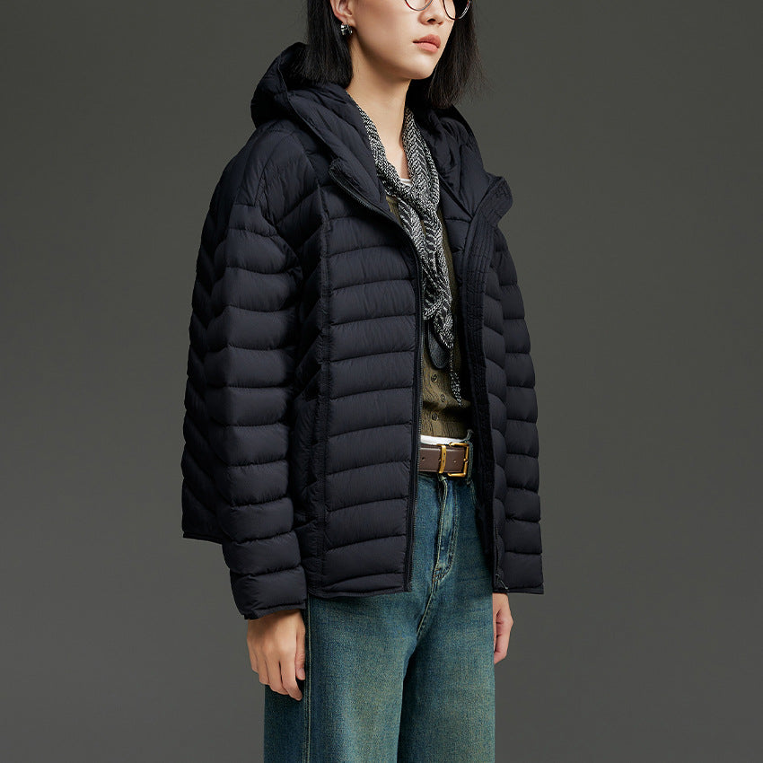 Damska ultralekka pikowana Down kurtka z kapturem i Windproof Outer Shell Lumaza