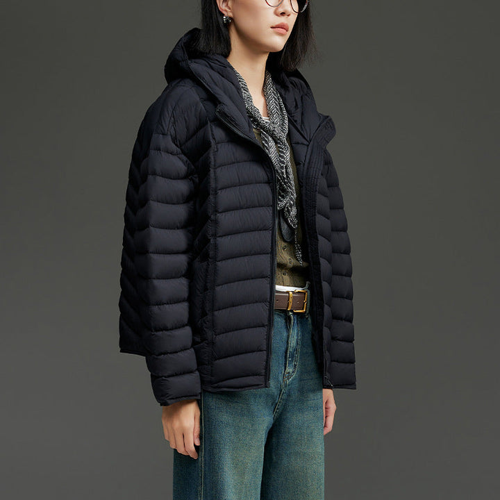 Damska ultralekka pikowana Down kurtka z kapturem i Windproof Outer Shell Lumaza