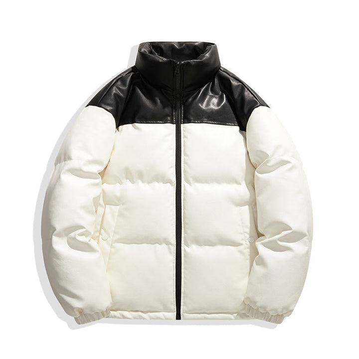 Kurtka pikowana unisex z imitacji skóry lekka puchowa