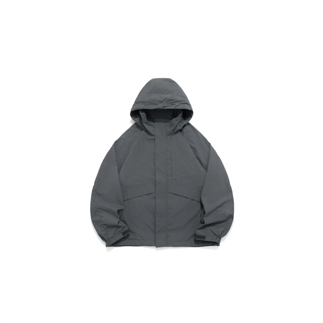 Unisex Szeroki wodoodporna z kapturem parka z ukryty zamek flap i kieszenie z klapkami