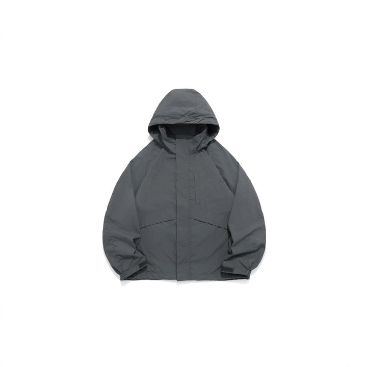 Unisex Szeroki wodoodporna z kapturem parka z ukryty zamek flap i kieszenie z klapkami