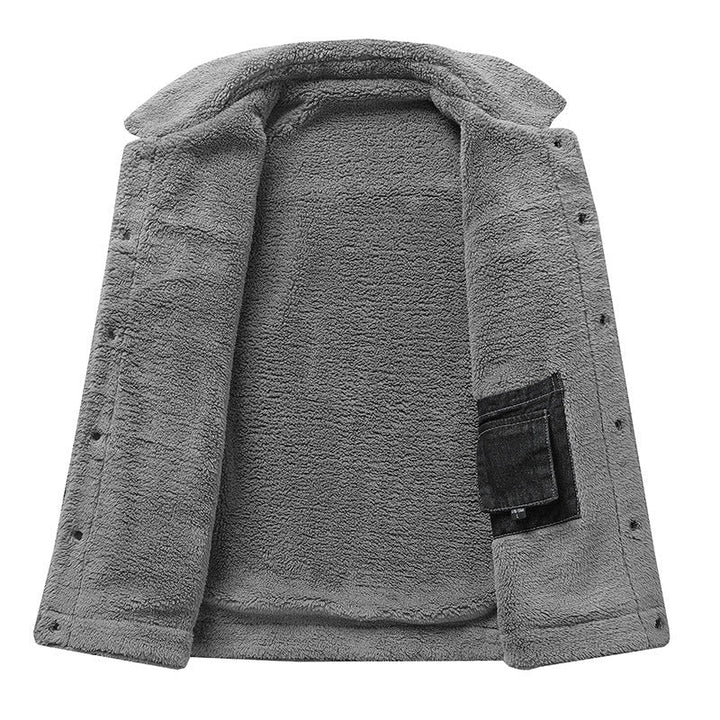 Kurtka męska koszulowa z denim z teddy lwwg i Sherpa kołnierzem