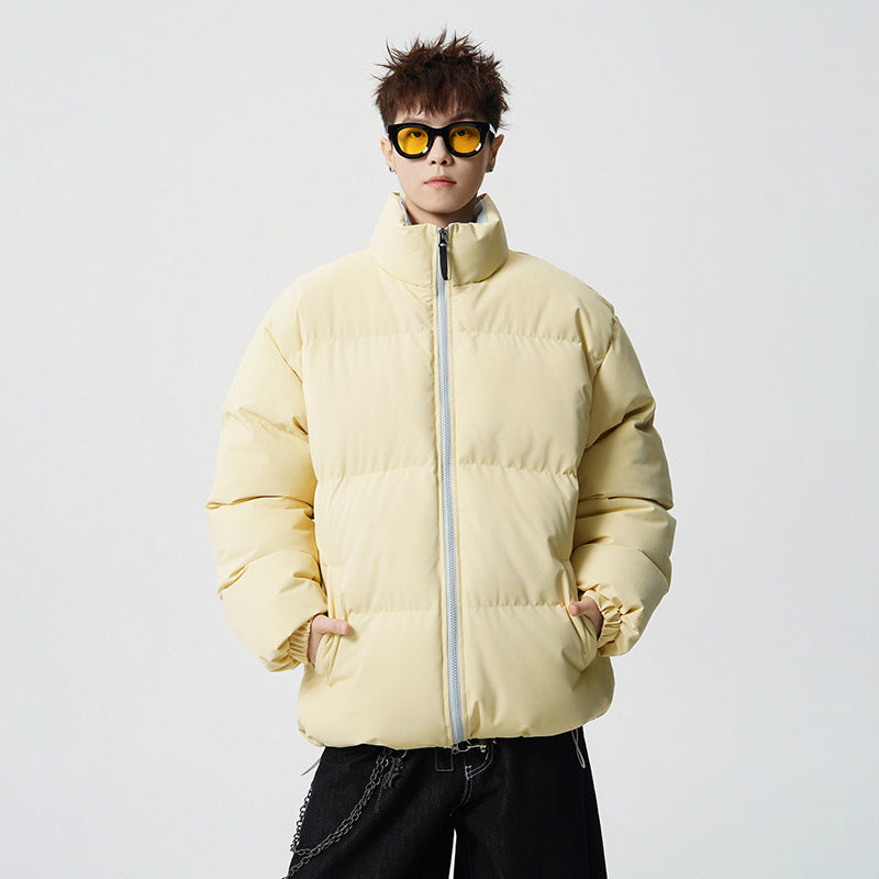 Męski Krótki Krój Oversized Pikowany Kurtka z Wysoki kołnierz