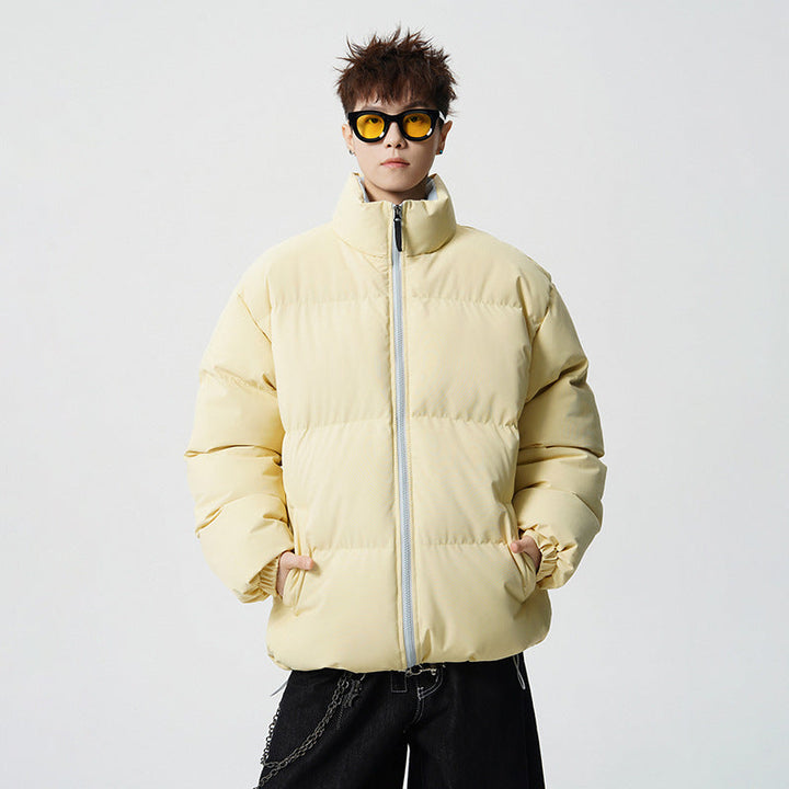 Męski Krótki Krój Oversized Pikowany Kurtka z Wysoki kołnierz
