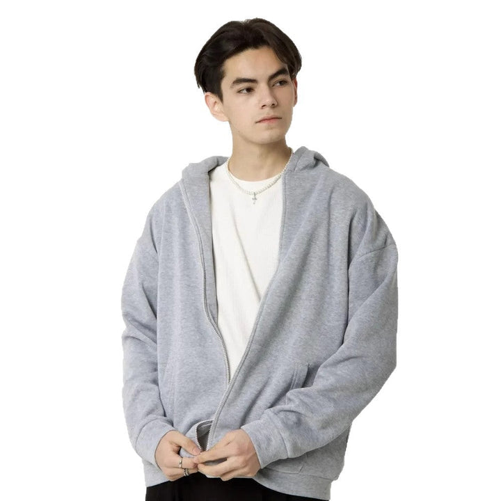 Męska nan minimalistyczny bluza z zamkiem i kapturem z clean oversize Krój i miękki French terry Podszewka