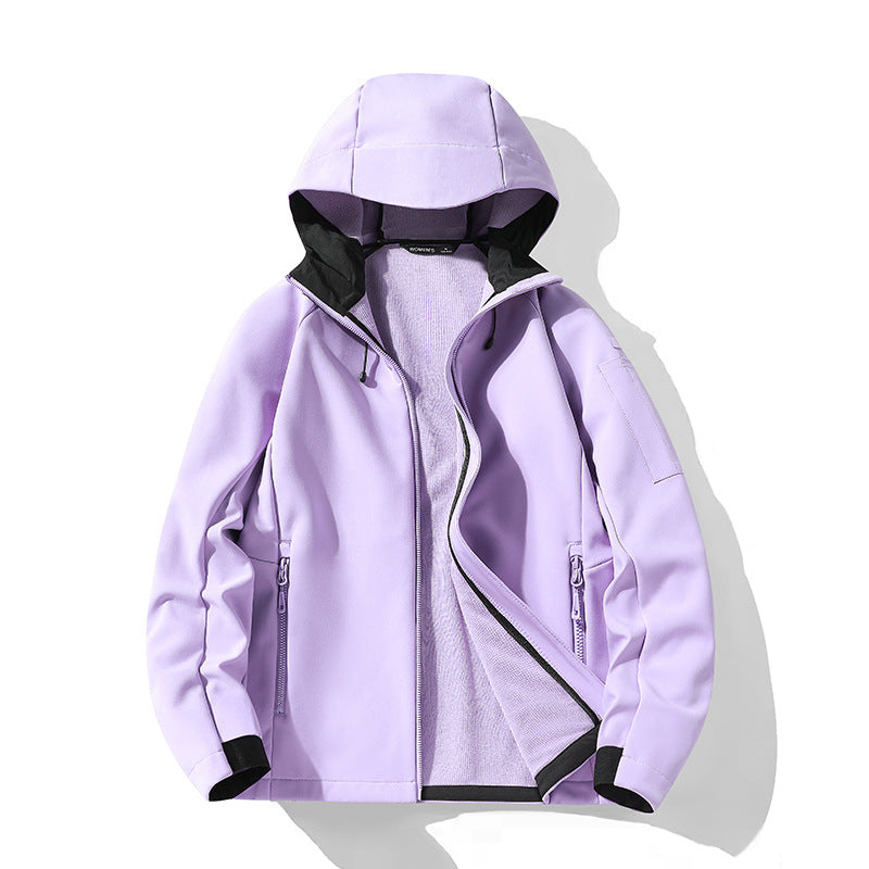 Damska softshellowa kurtka z kapturem i polarowa lining, windproof wodoodporna Lumaza