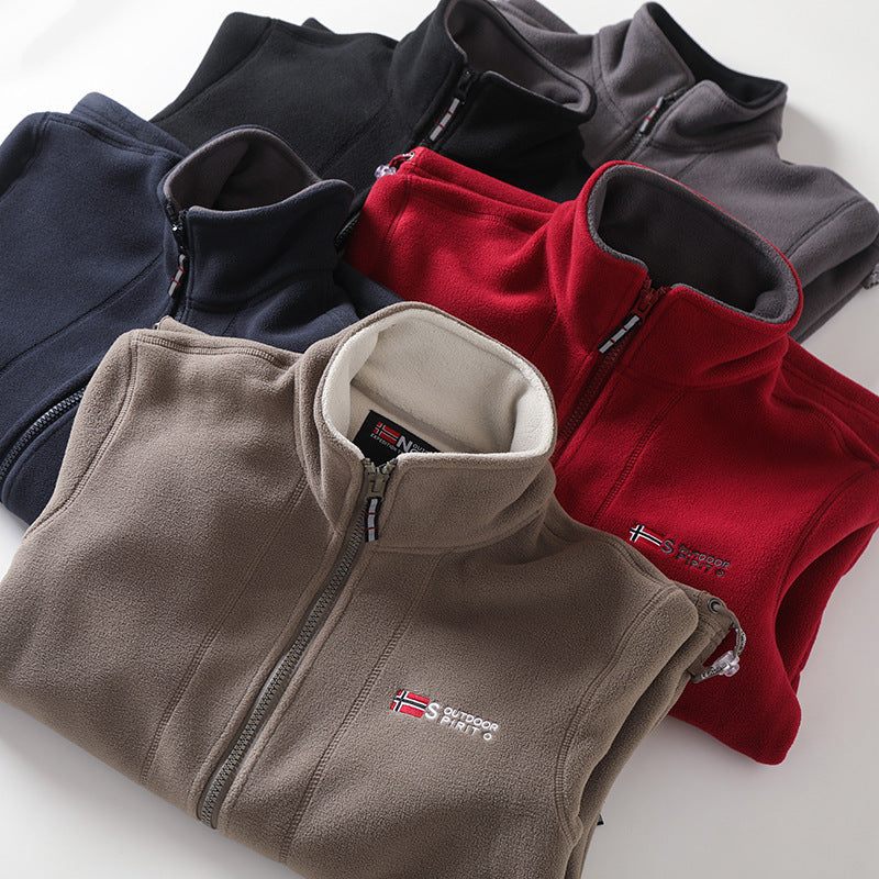 Męski microfleece pikowany kurtka z kołnierz ze stójką, elastyczne mankiety i ukryty side kieszenie